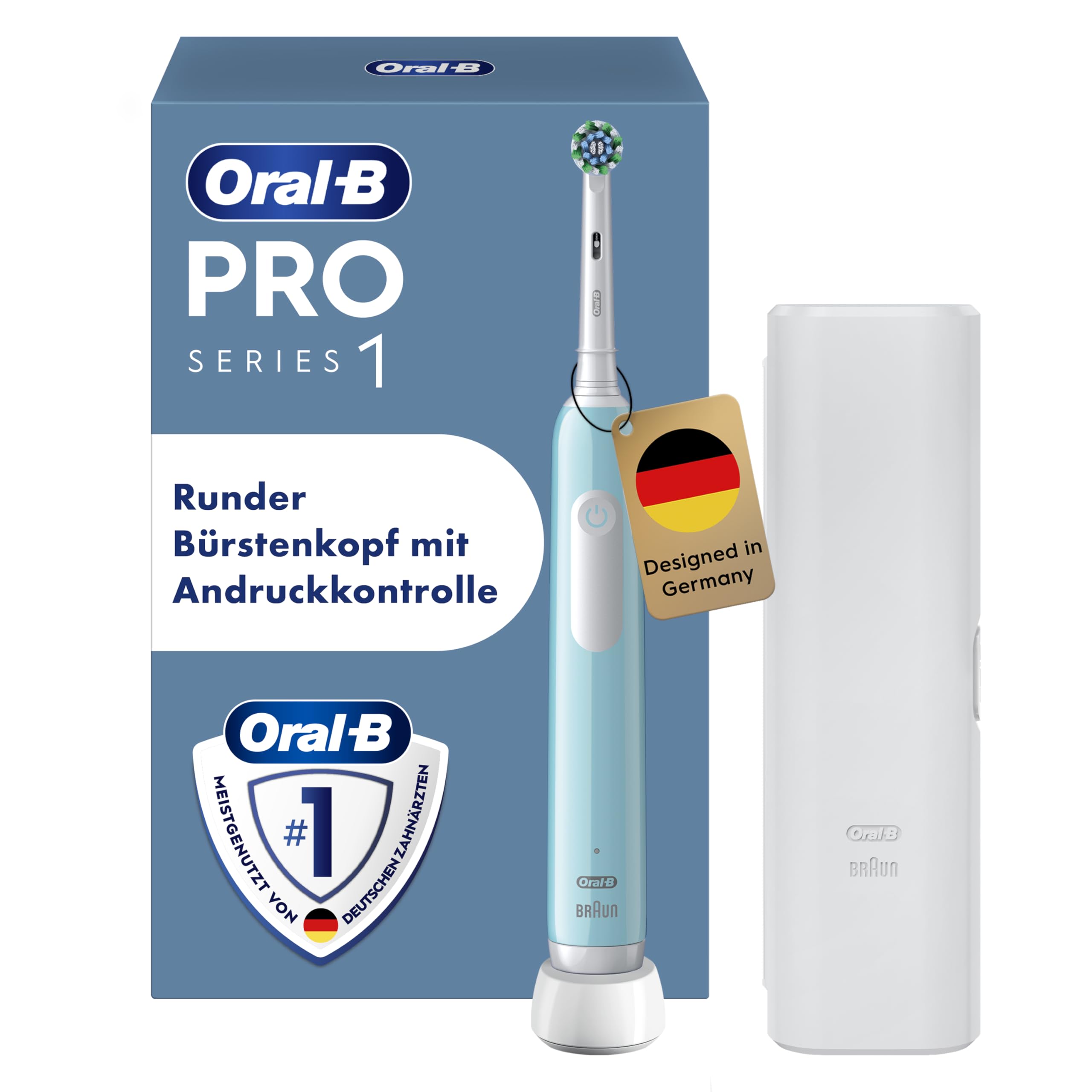 Oral-B Pro Series 1 Elektrische Zahnbürste, Blau | Inkl. 1 Aufsteckbürste, Reise-Etui, Electric Toothbrush mit 3 Putzmodi für Zahnpflege