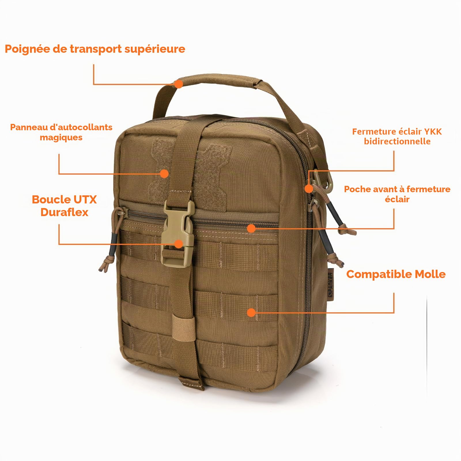 EXCELLENT ELITE SPANKER Sac Médical Tactique Rip Away Trousse de Secours | sacs de premiers secours vide,trousse premier secours avec croix,pochette molle ifak,pour randonnée camping militaires