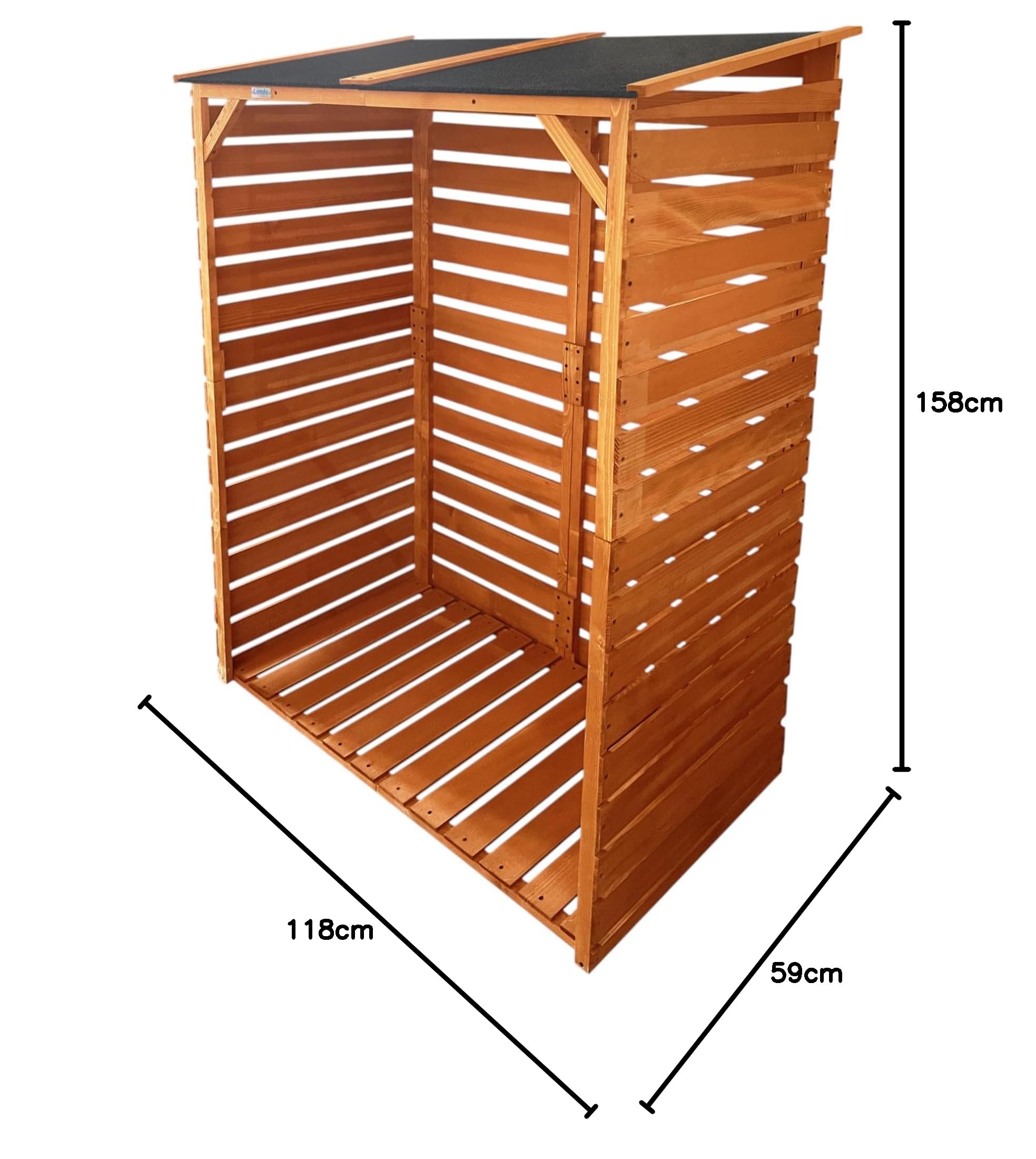 Legnaia in Legno Impregnato da Esterno con Tettoia – Portalegna da Giardino Coperto per Legna da Ardere – Struttura 118x59x158 cm (Marrone Miele)