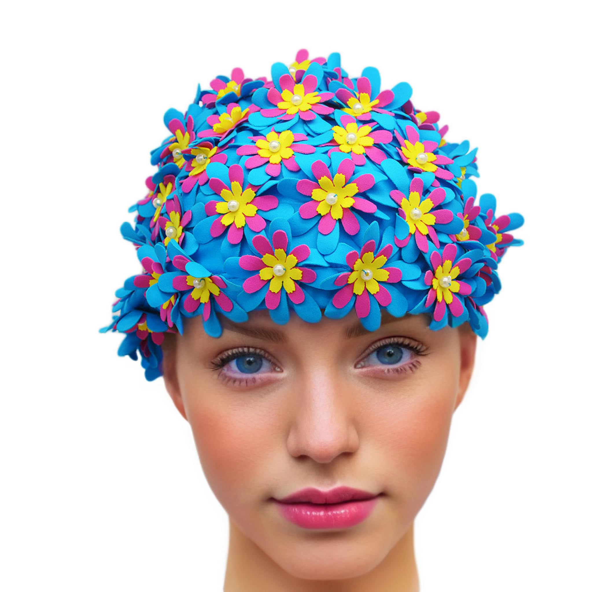 Gorro de natación con Estampado Floral Retro para Mujer