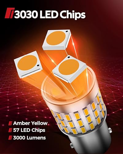 Miniatura 8 de Torchbeam Bombillas LED 1156 de señal de giro, CANBUS sin errores, reemplazo para P21W BA15S 1156A 1156NA 7506 1141, 12V-24V ámbar amarillo bombilla