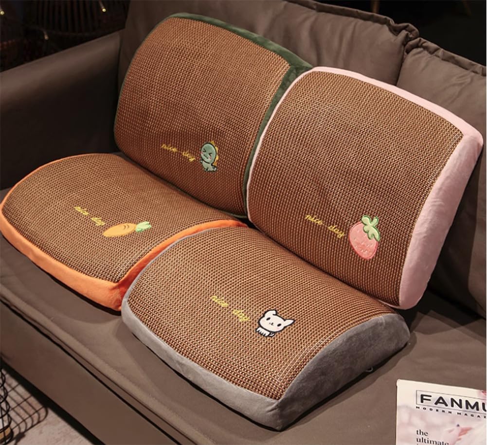 Tingting's Dream Cute Lumbar Support Pillow Summer Cool Office Chair Back Cushion Sofa Reading Rest Waist Pillow Home Chair Back Pillow (Rabbit Pattern, 35×30CM/13.8"×11.8")