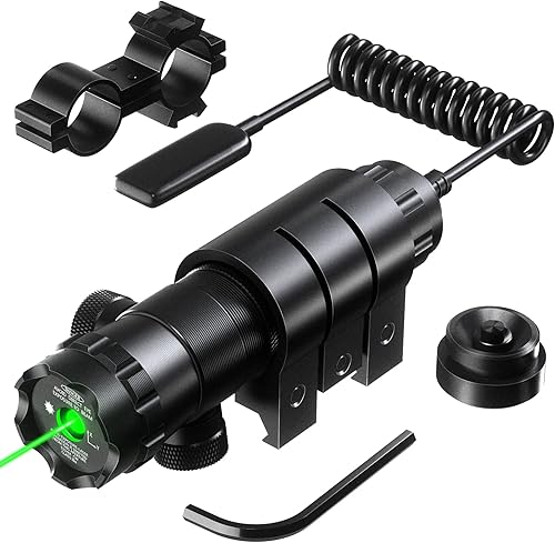 Pinty - Táctico fusil de caza verde láser vista punto alcance ajustable con monturas 5mw