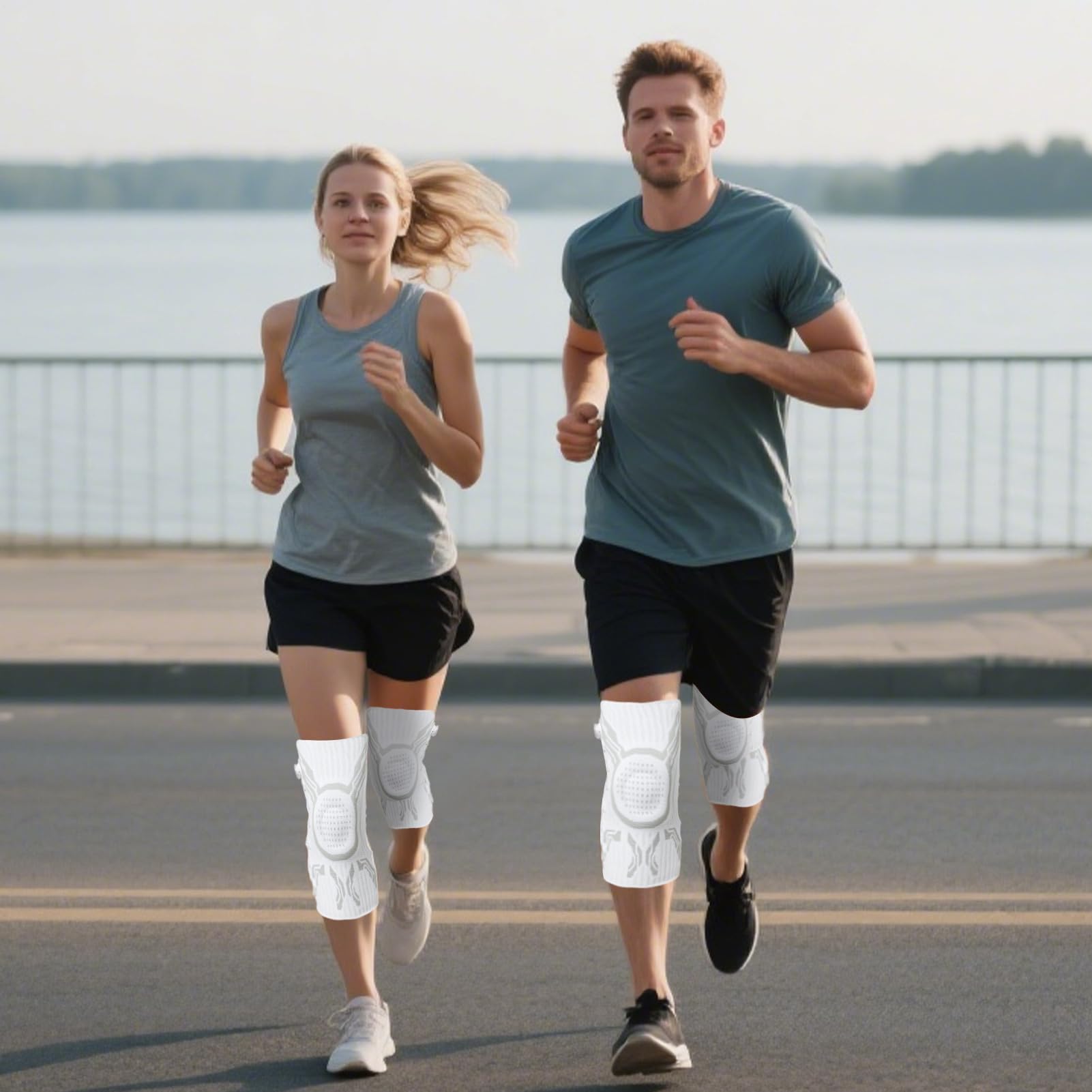 Kniebandage – Patella-Stützgurt für Laufaktivitäten, Kompressions-Kniebandage für Fitnessstudio, Workout, Fußball, Basketball, Sport, Radfahren, Wandern, Camping, Alltag, Fitness, Gelenkschutz