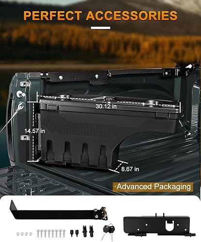 Miniatura 5 de ROADFAR Caja de almacenamiento de repuesto para caja de camioneta lateral derecha para Ford F-250 F-350 F-450 Super Duty 1999-2016 Tapa con
