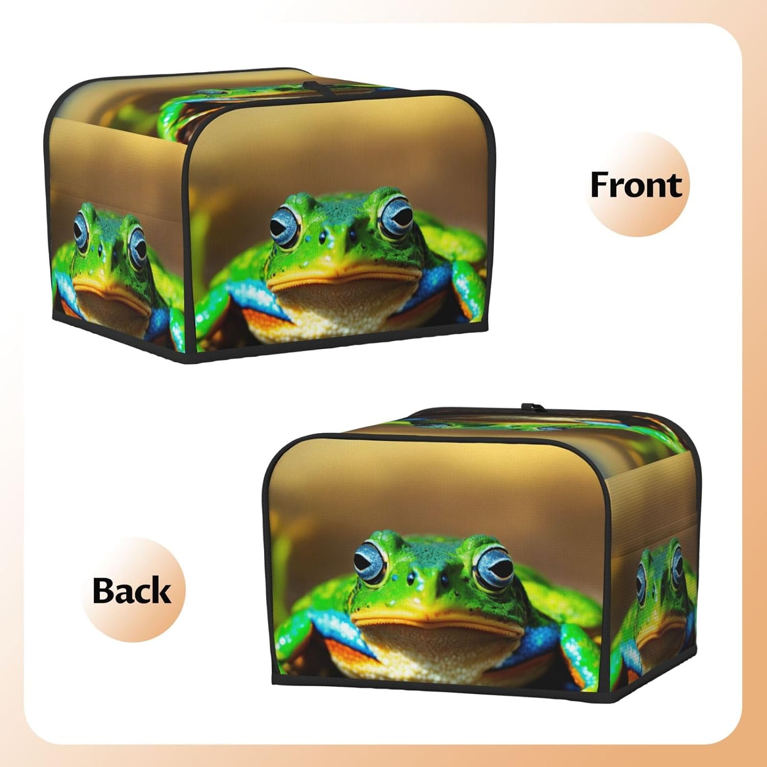 Cute Frog Print 4-Slice Toaster Cover Kitchen Appliance For Bread Home Protector Daily Usability image 3