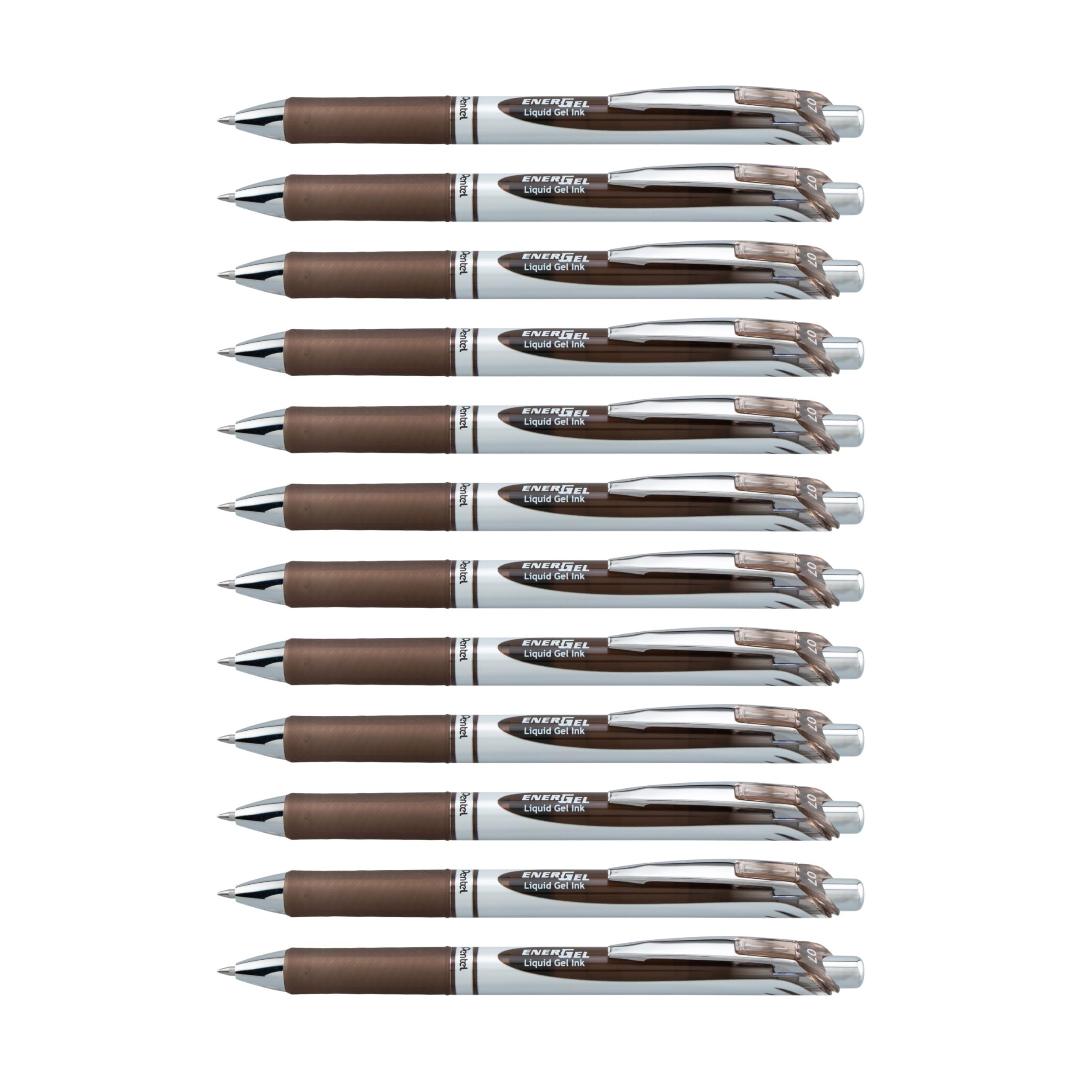 Pentel BL77-SPX EnerGel Retractable Gel Rollerball Pen 0.7mm Ball Diameter = 0.35mm Line Width Refillable Pack of 12 Sepia