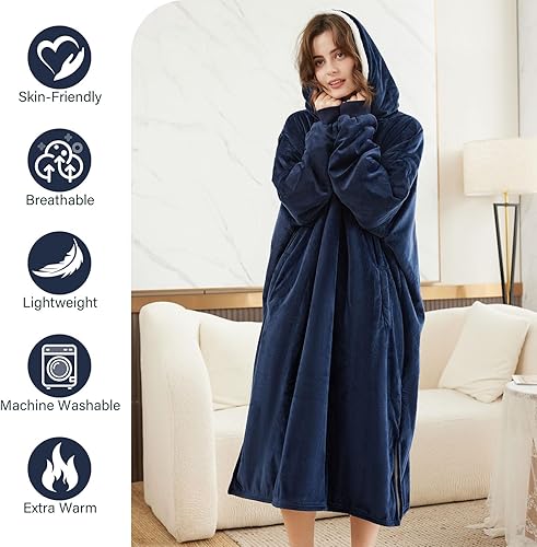 Miniatura 5 de LetsFunny - Sudadera con capucha, estilo cobija, tela sherpa, de vellón, con bolsillo, supercálida y cómoda, para hombres, mujeres, adolescentes,