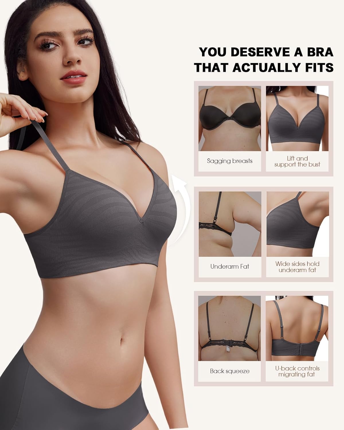 Wireless Full Coverage Seamless Bra, Supportive Lift, Wide Straps, Smoothing Back, Everyday Comfort - Image 4