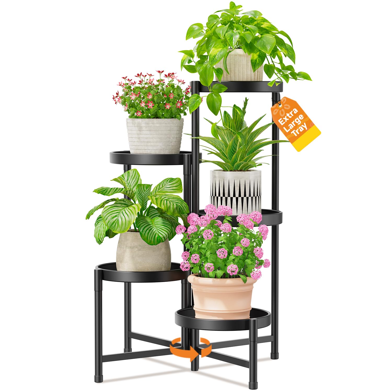 Support de plantes réglable et robuste pour grands pots de fleurs