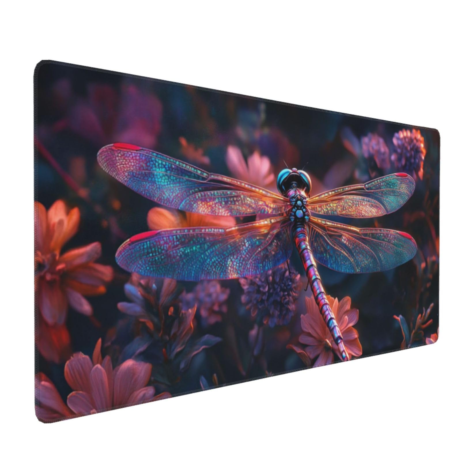 Kwiat duża podkładka pod mysz ważka XXL podkładka pod mysz 1000 x 500 x 4mm, akcesoria do gier, podstawa antypoślizgowa i gładka powierzchnia, poprawia szybkość i precyzję dla gracza-GZ683