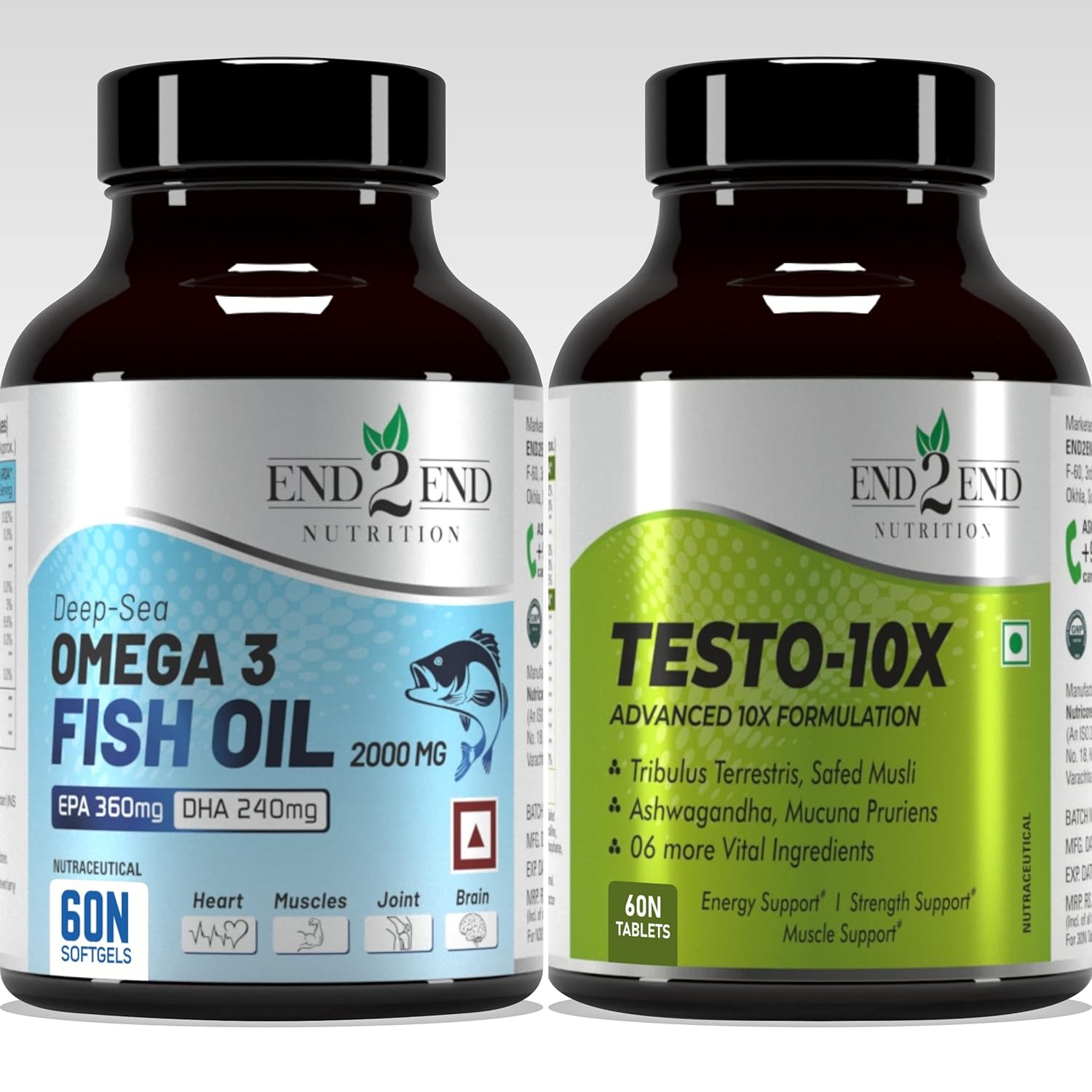 End2End Nutrition Testo 10X Natural Testosterone Booster Supplement and