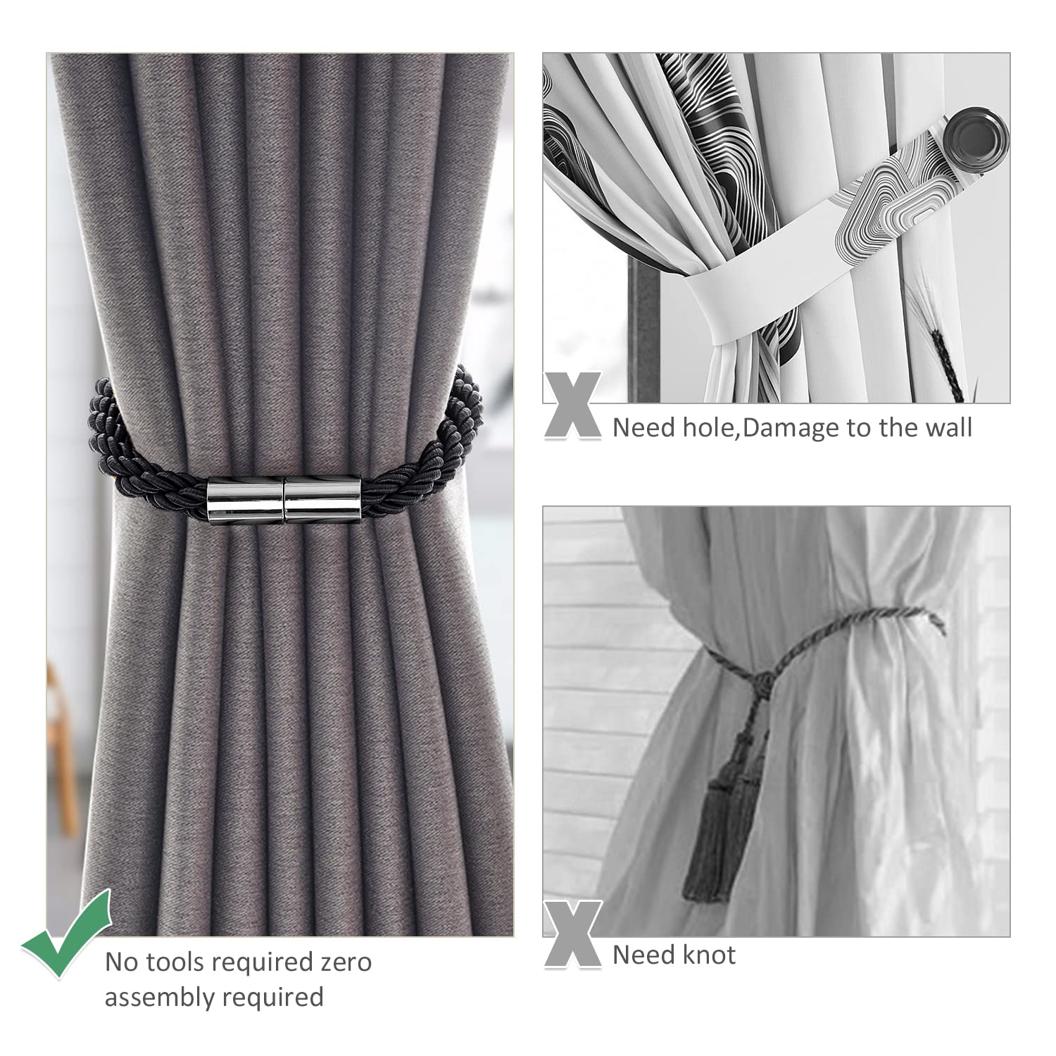 Magnetische Gardinenhalter Starke Magnetische Vorhang-Raffhalter,2