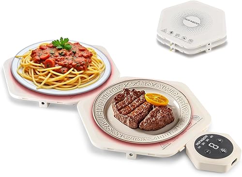 Calentador de alimentos portátil almohadilla térmica eléctrica de silicona de calentamiento rápido con 4 ajustes de temperatura, pies