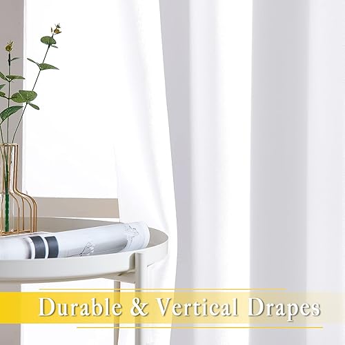 Miniatura 5 de NICETOWN Cortina de puerta corrediza para tratamiento de ventana, aislamiento térmico extra anchas y sólidas para puerta de patio, porche (blanco