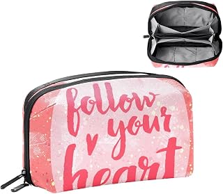 Electronics Organizer, Follow Your Heart Letter Small Travel Cable Organizer Carrying Bag, Compact Tech Case Bag for Electronic Accessories, Cords, Charger, USB, Hard Drives