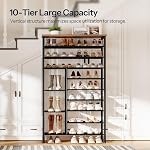 HOOBRO 10-Tier Shoe Rack, Shoe Shelf with Detachable Shelves, Large-Capacity Shoe Storage Organizer for Entryway, for 27-30 Pairs of Shoes, Hallway, Dorm Room, Rustic Brown and Black BF172XJ01