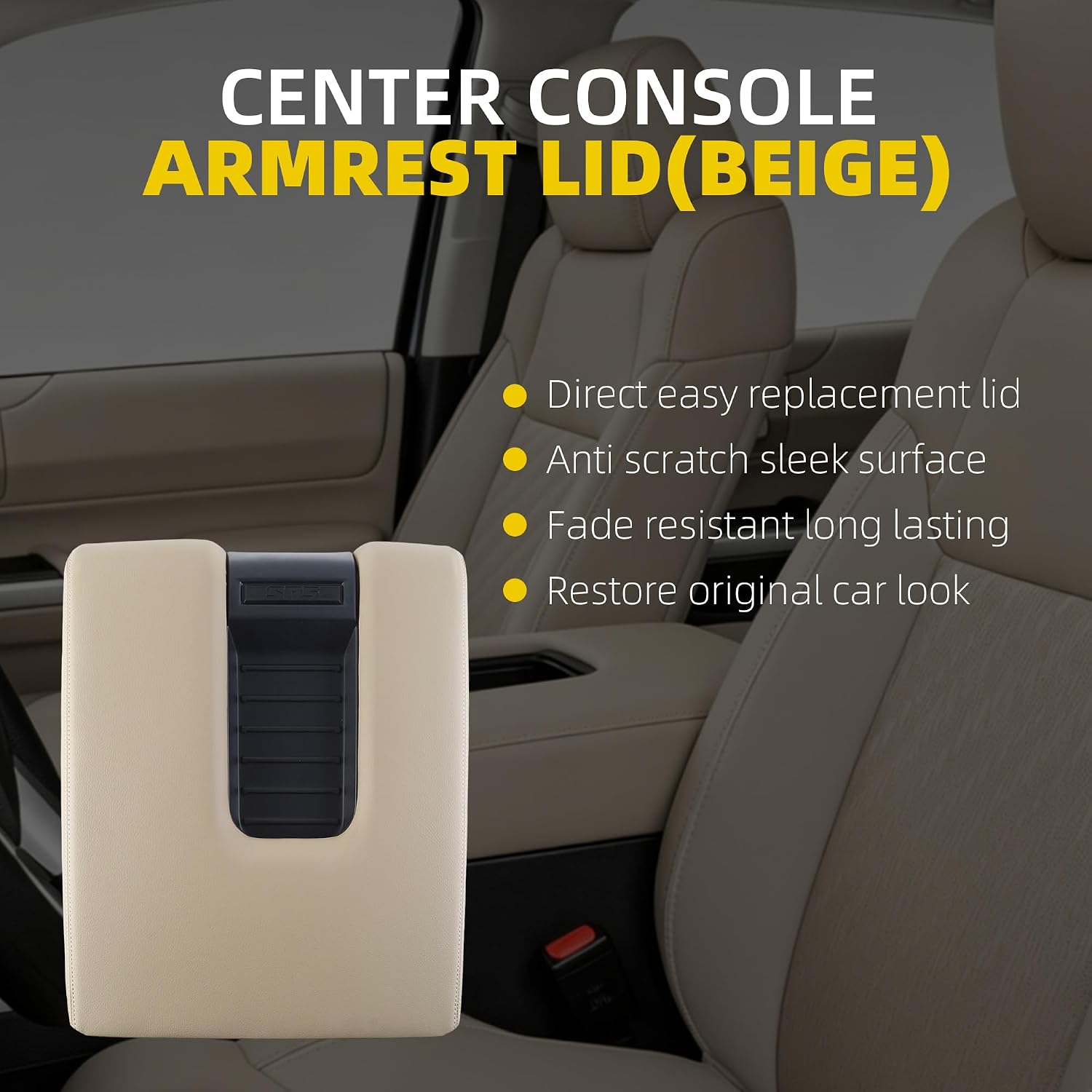 Dasbecan Center Console Armrest Lid Compatible with 2014-2021 Toyota Tundra Armrest Cover Replace# 58905-0C140-C1 (Beige)