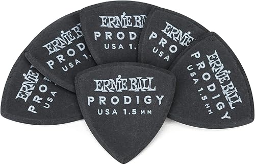 Ernie Ball Prodigy Púas para guitarra, escudo grande, negro 1.5mm, paquete de 6 (P09332)