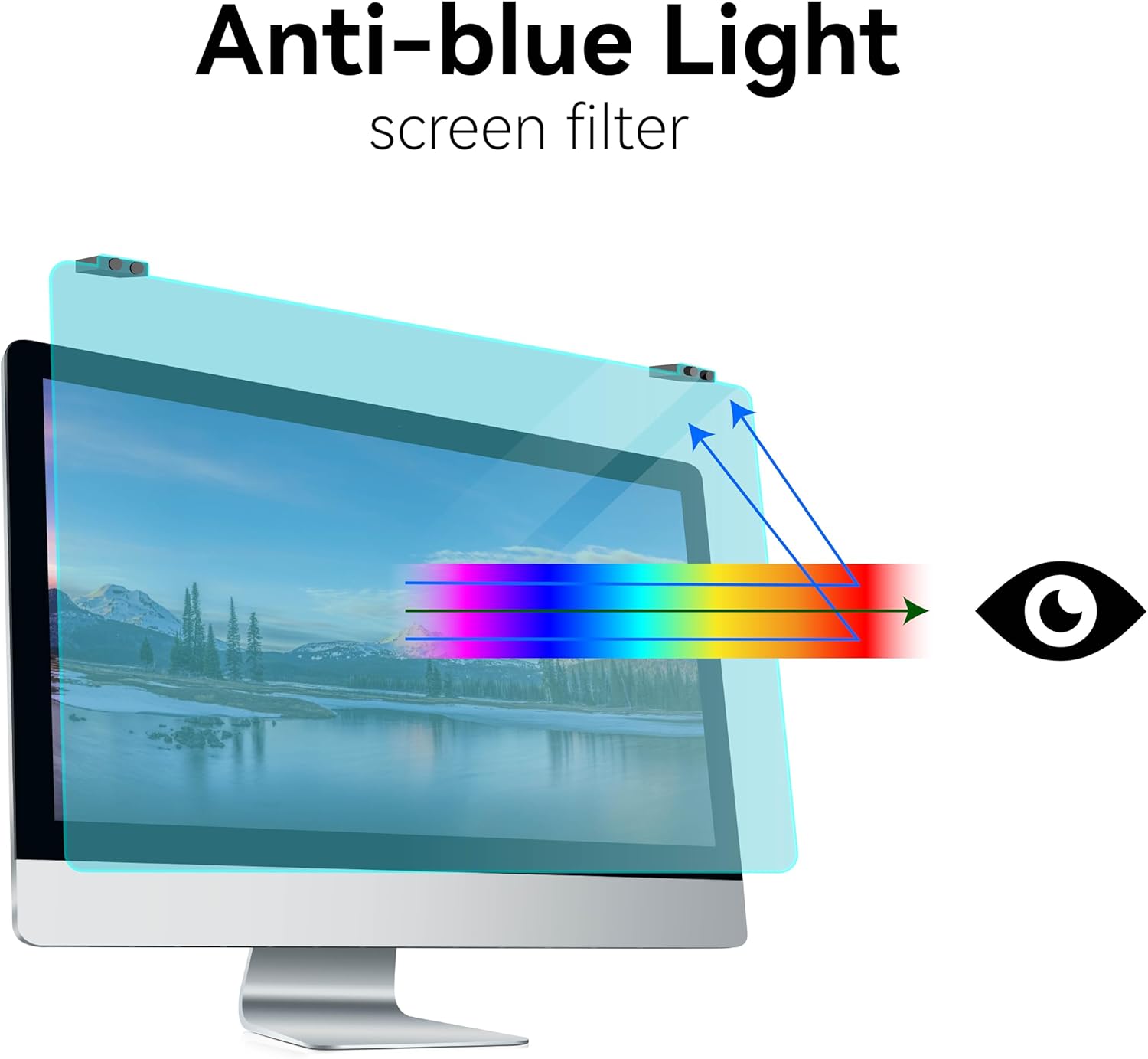 MOSISO 20-22 inch Computer Blue Light Blocking Screen Protector for Diagonal 20,21.5,22 inch Monitor, Anti-Glare Double Sided Available Eye Protection Hanging Computer Screen Blue Light Blocker