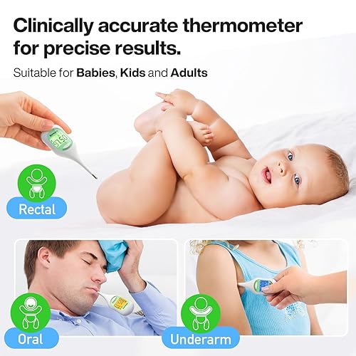 Miniatura 3 de Boncare Termómetro corporal basal de 9 segundos para ovulación, termómetro oral para adultos y niños, termómetro rectal preciso, con alarma de