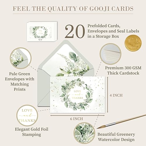 Miniatura 2 de Gooji Tarjetas de agradecimiento de 4 x 6 pulgadas con sobres (paquete a granel, 20 unidades), tarjetas de agradecimiento para despedida de soltera