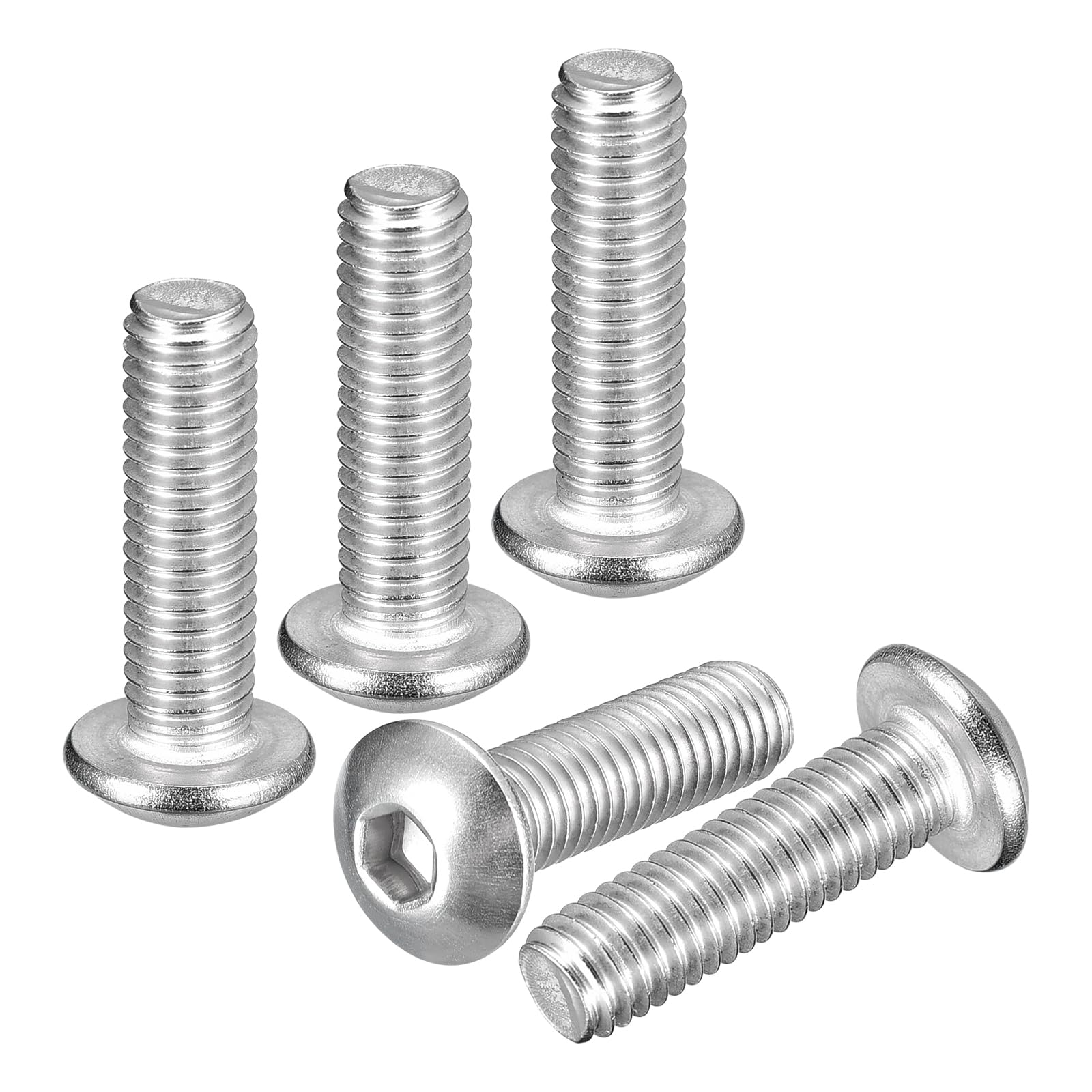 DTGN M5-0.8x18mm Button Head Socket Cap Screws - 100Pack - Good for Road Bicycle, Mountain Bike, Auto, Motorcycle - 304 Stainless Steel Whitewashed - Hex Socket Drive Fasteners