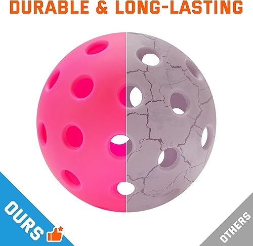 Miniatura 4 de Sukeen Outdoor Pickleball Balls with Mesh Bag, 40 Holes Pickleball Balls Outdoor, High Bounce Pickle Balls for All Style Pickleball Paddles