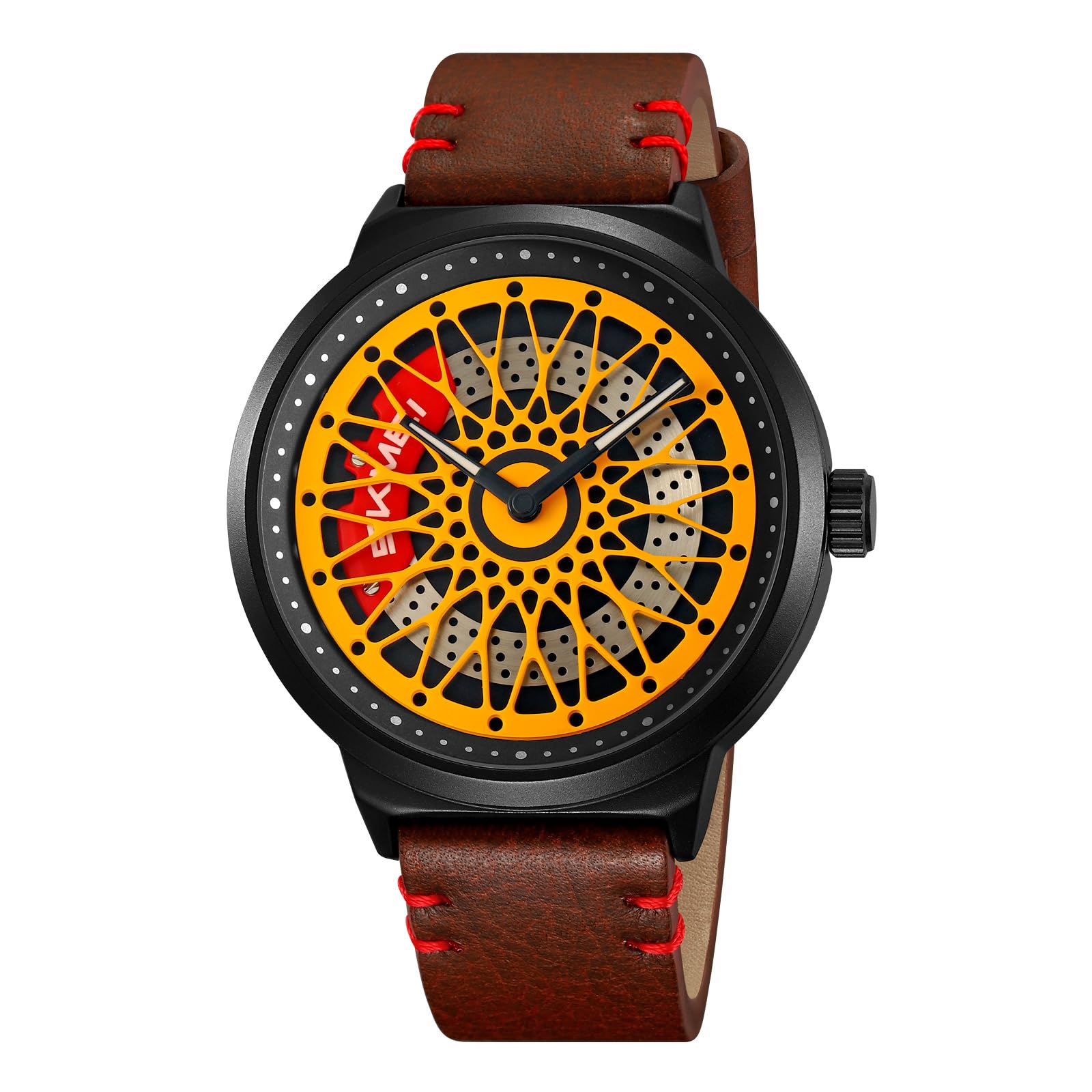 SKMEI Mens Leather Quartz Analog Wrist Watch, Dial_Black, Band_Brown (B0D76T7D6W) Amazon Price History, Amazon Price Tracker