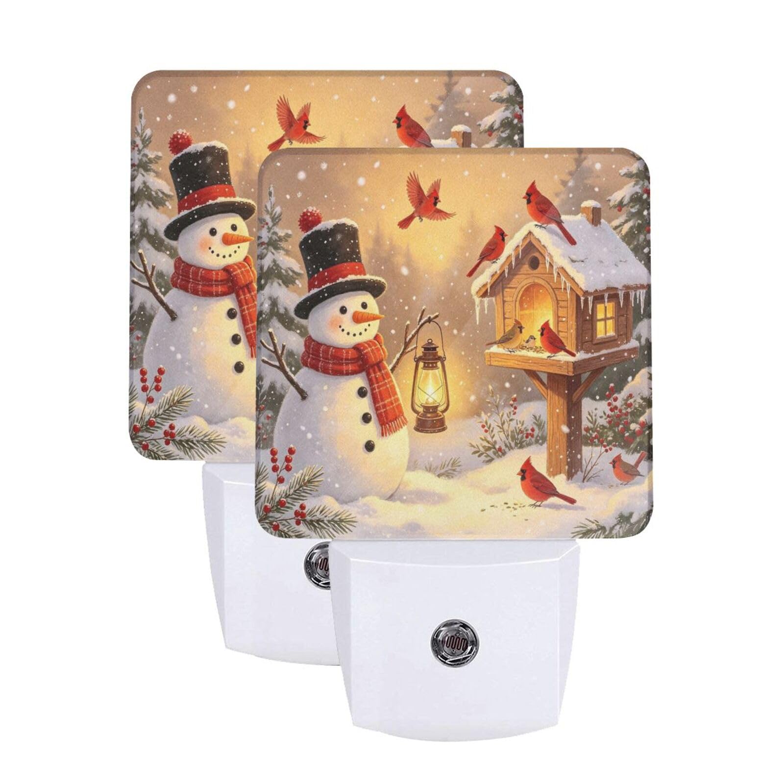 Winter Snowman Night Light Dusk-to-Dawn Set of 2