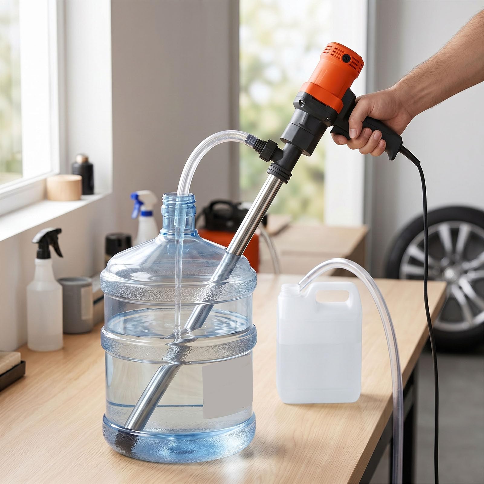 GOWENIC Elektryczna Pompa Olejowa Przenośna Pompa Transferowa do Smaru Paliwowego Woda Płynna Obsługa w Laboratoriach, Gospodarstwach Rolnych ABS, Stal Nierdzewna 1 X Elektryczna Olejowa (wtyczka UE)