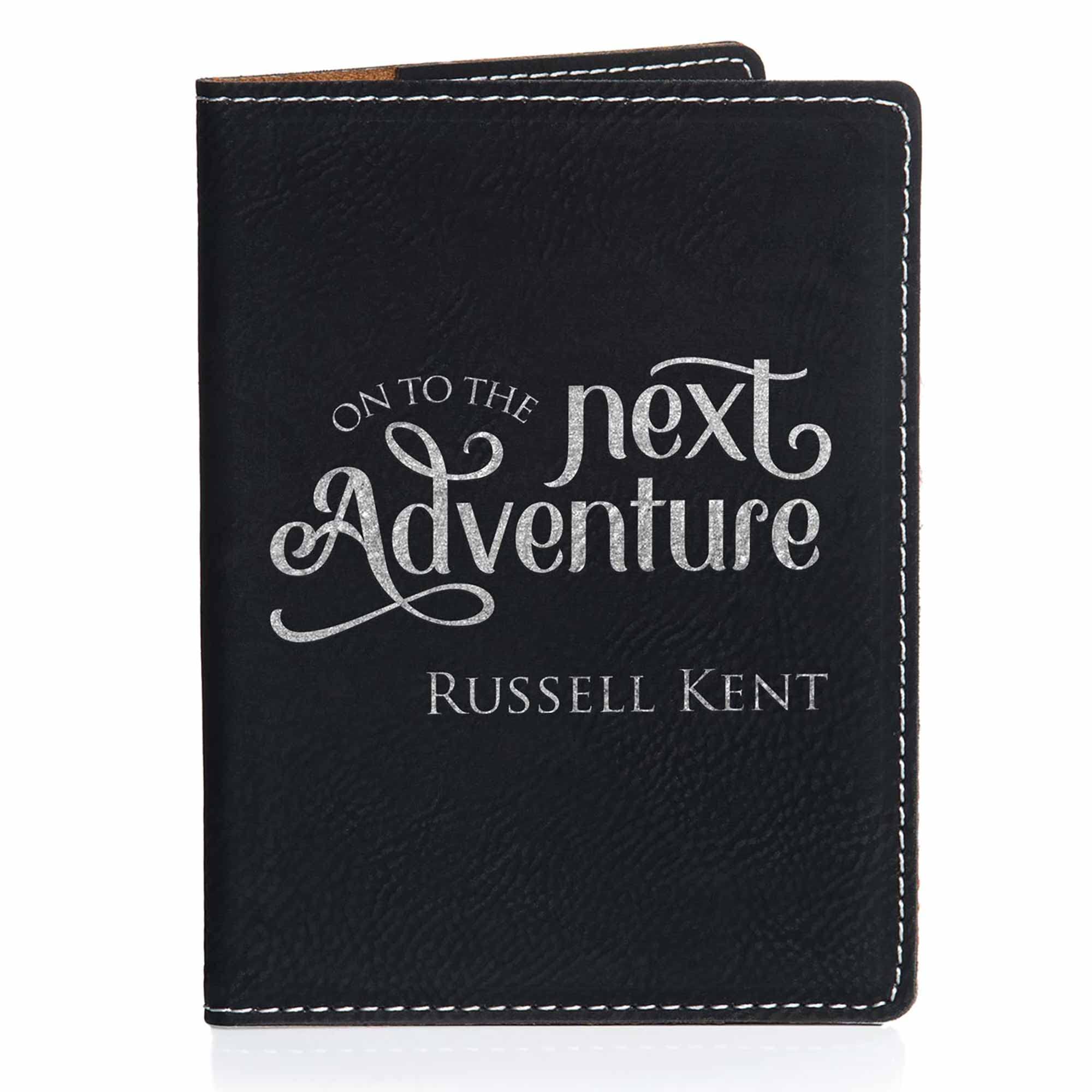 Lifetime Creations Engraved Personalized Adventure Passport Cover (Black) - Graduation Gifts Passport Holder, Personalized Passport Case with Your