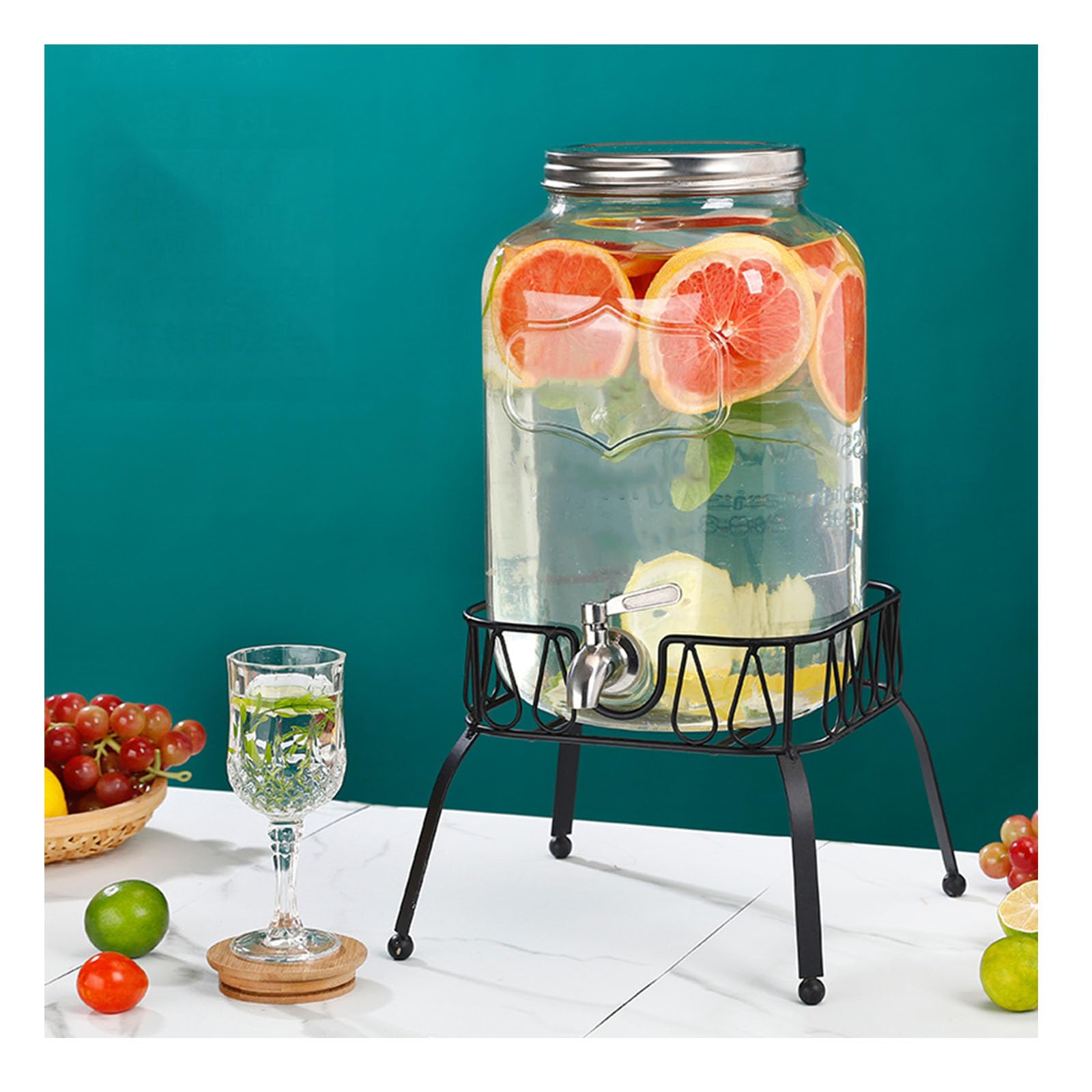 Amazon | ガラス ドリンク サーバー，蛇口付き水筒ジャグボトル