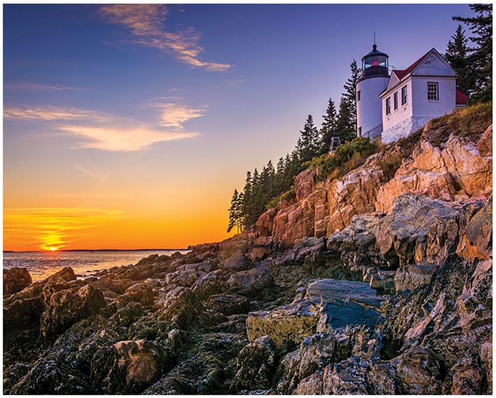 Maine Acadia National Park 1000 Piece Jigsaw Puzzle for Adults – Bass Harbor Head Light Station Lighthouse Scene – Coastal Nature Scenery, 20x25 in – Travel Souvenir & Relaxing