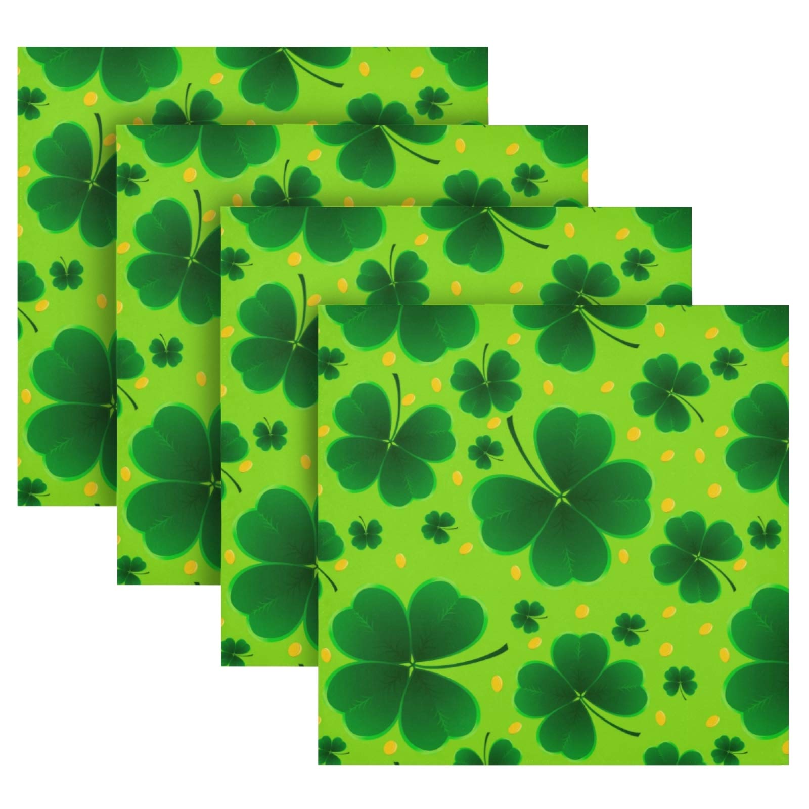 ALAZA Cloth Napkins St Patricks Day Dinner Napkins Set of 4,Reusable Shamrocks Lucky Clover Leaves Table Napkins Washable Polyester Fabric for Cocktail Party Holiday Wedding Home Decorative