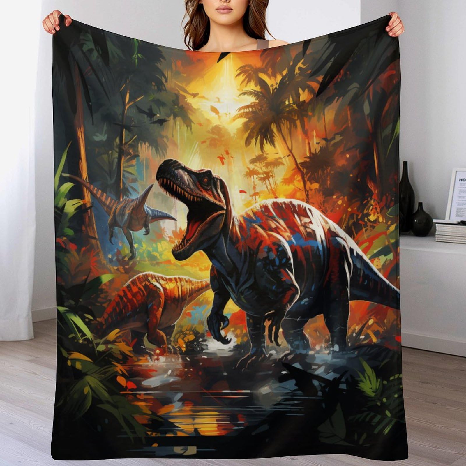 Manta de dinosaurio mullida de microfibra suave para sofá y cama 130x180