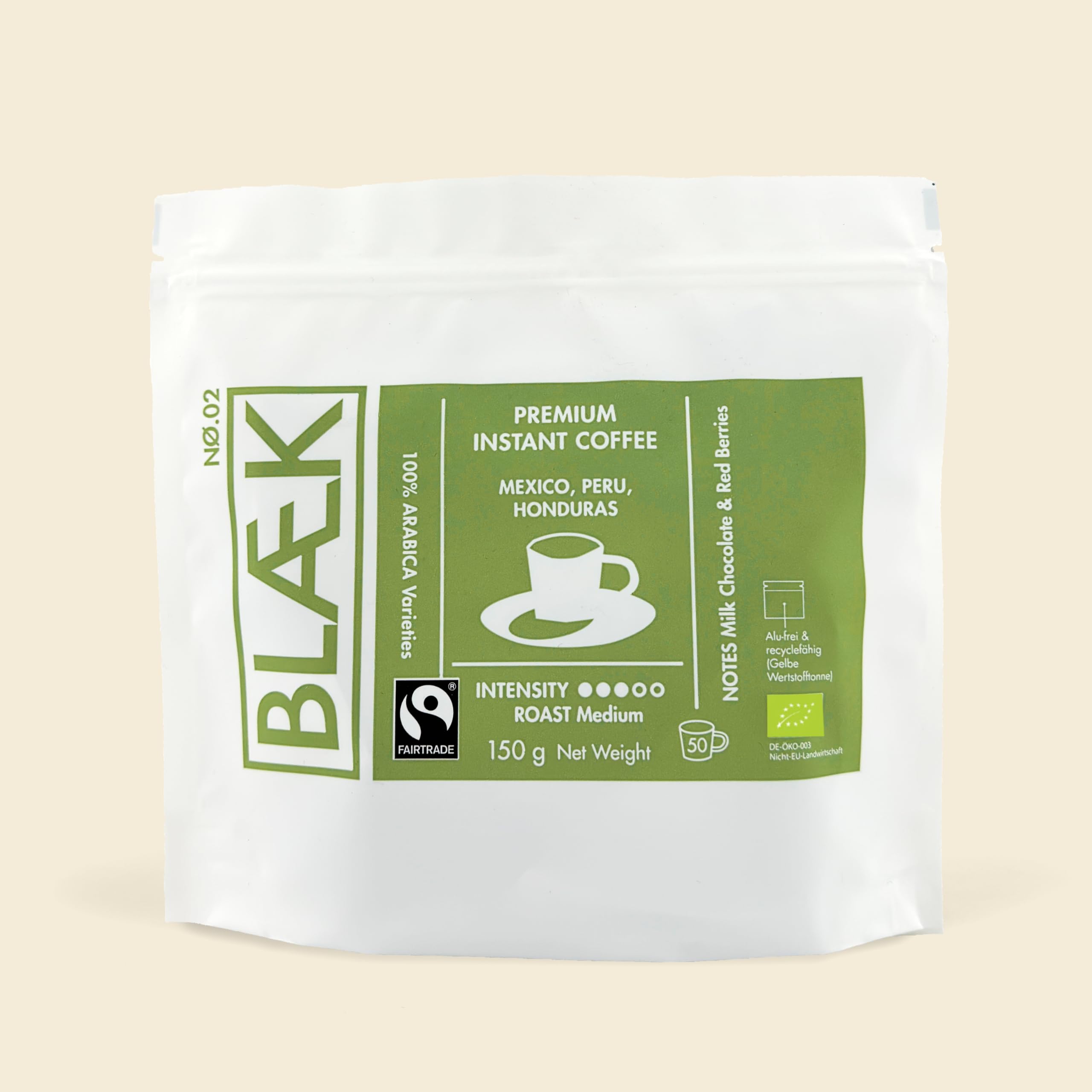 Specialty Instant Kaffee: Blaek Mix 3er Set 150g Bag | löslicher Premium Coffee To Go Pouch säurearm & mild | Arabica Hochland Kaffeebohnen: Medium Roast Espresso koffeinfrei | Hotel Camping Reise