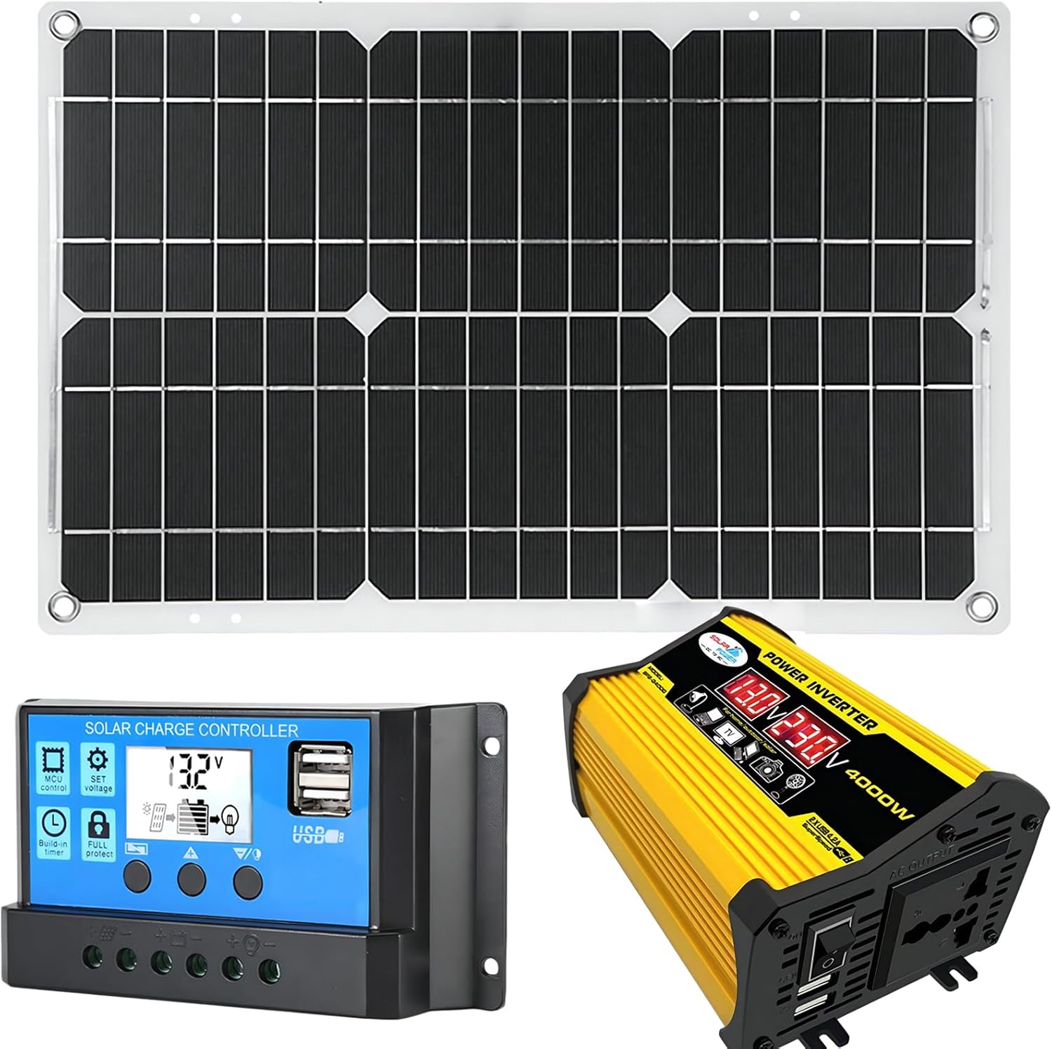 18W Off-Grid Solar Panel Kit with 12V DC Power Converter & 30A Controller - Waterproof & Portable for Outdoor Charging