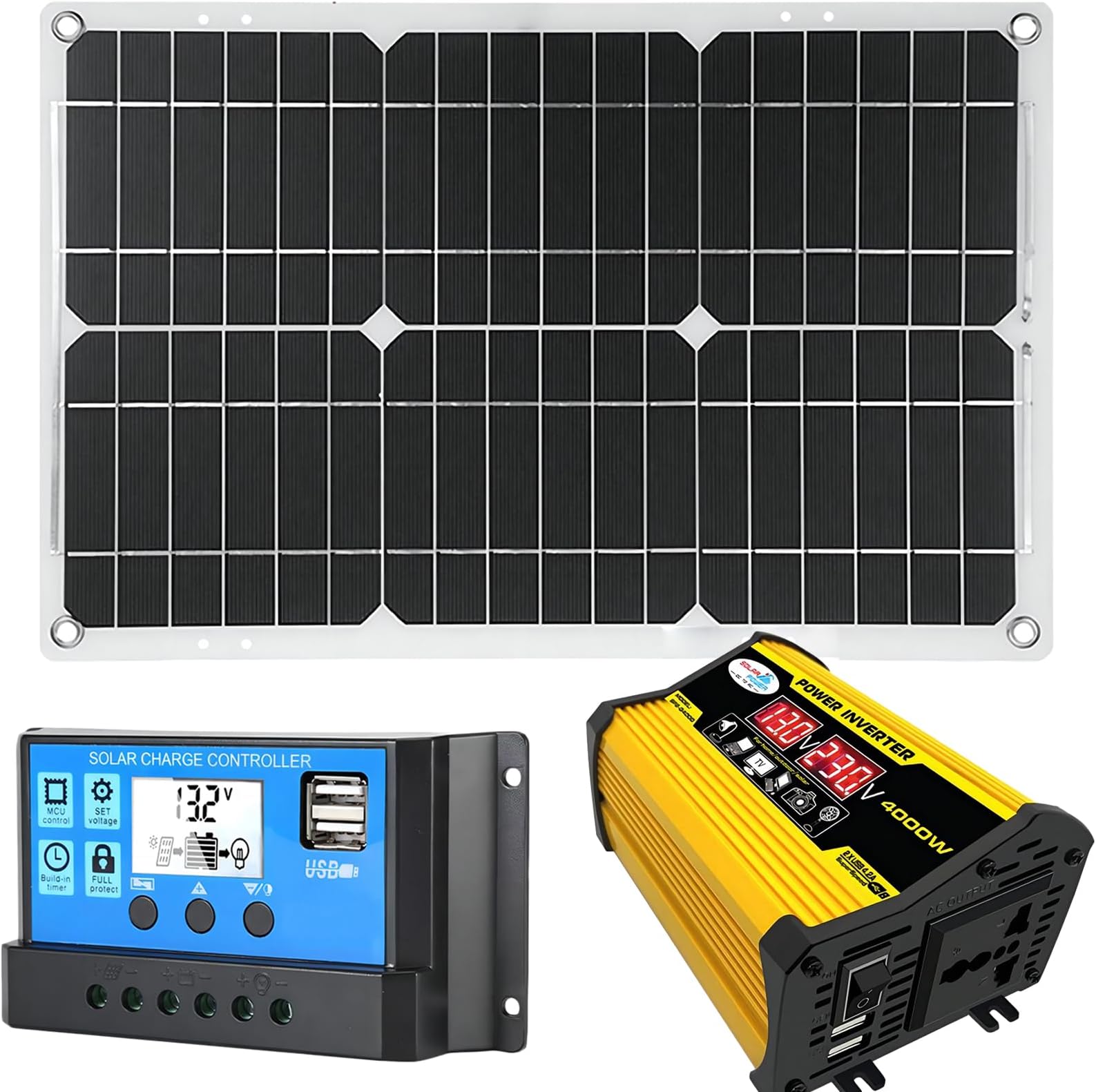 18W Off-Grid Solar Panel Kit with 12V DC Power Converter & 30A Controller - Waterproof and Portable for Outdoor Charging(Unique Colour)