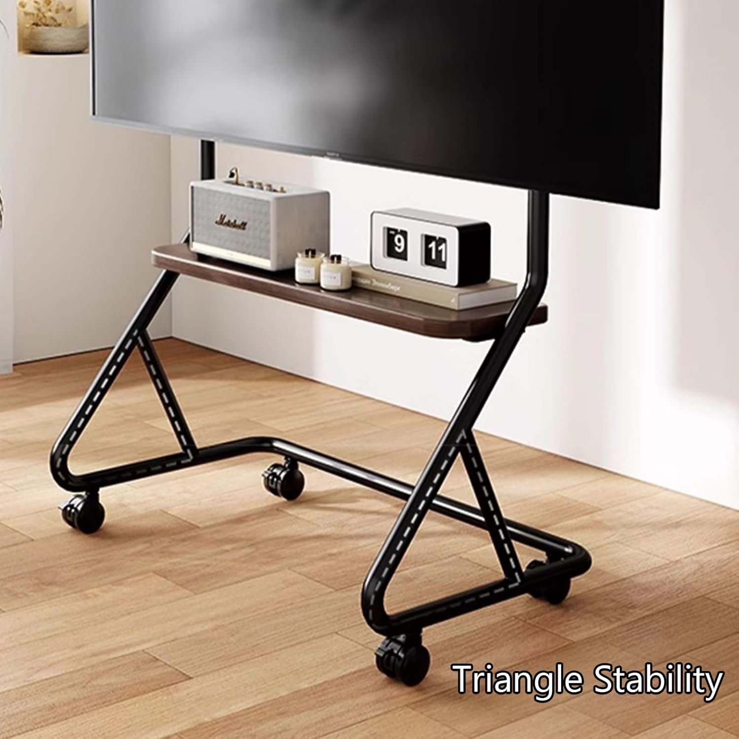 Mobile TV Stand, Mobile TV Cart with Wheels, Rolling TV Stand with Storage Shelf, Rolling TV Cart for 40-75 Inch TV, Floor TV Stand
