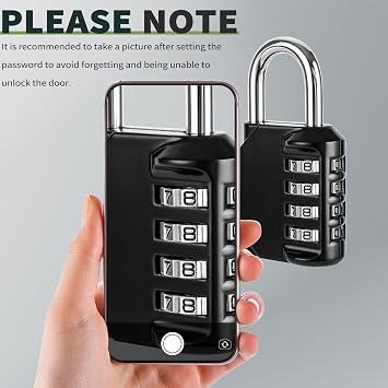 Pack of 3 Padlock Combination Lock 4 Digit Lock with Combination Code