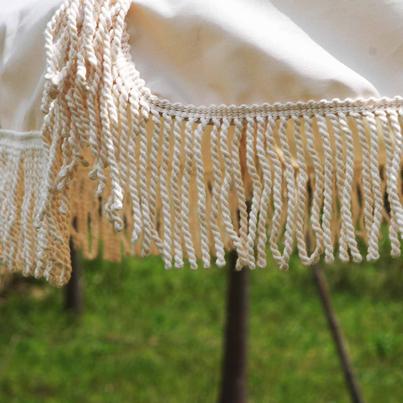 Parasol, Beżowy Frędzel, Parasol Ogrodowy, Parasol Kempingowy, Parasol Plażowy Z Frędzlami, Ochrona Przed Słońcem,Wit