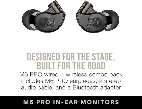 Miniatura 3 de MEE audio M6 PRO - Monitores intrauditivos con cable + inalámbrico incluye cable de audio estéreo y adaptador de audio Bluetooth (negro)