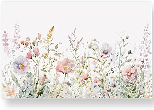 AnyDesign Paquete de 50 manteles individuales desechables de papel floral de acuarela de flores silvestres de 11 x 17 pulgadas, manteles