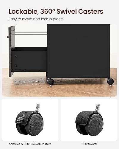 Miniatura 8 de VASAGLE Archivador móvil con ruedas, 2 cajones, estante abierto, para A4, tamaño carta, carpetas colgantes, gris carbón y negro tinta UOFC071B04