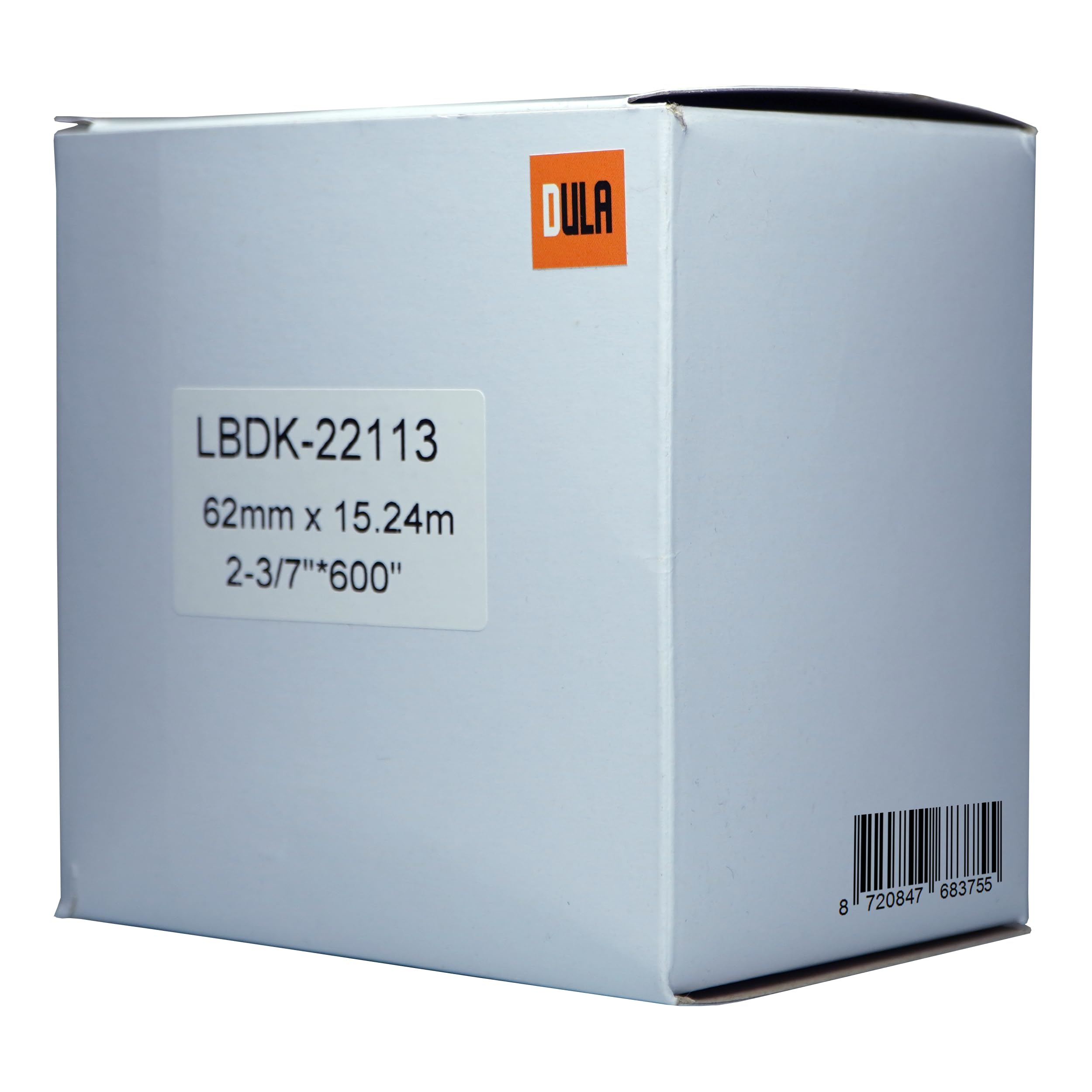 DULA Brother-kompatibel DK-22113, Endlos - Etikettenrolle, 10 Rollen, 62 mm x 15,24 m, Schwarz auf transparent, Filmptape