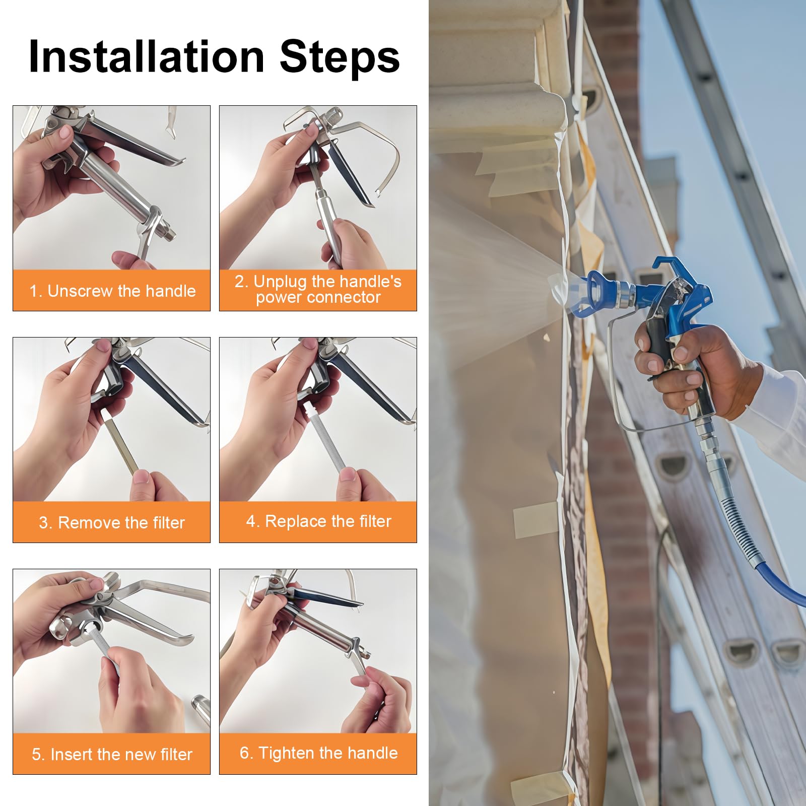 5 Unidades de Malla de 60 Airless Pistola Pintura Filtro para Wagner, Malla Fina de Acero Inoxidable Elementos de Filtro de Pistola de Pulverización Airless para Wagner Paint Spray Gun - 5