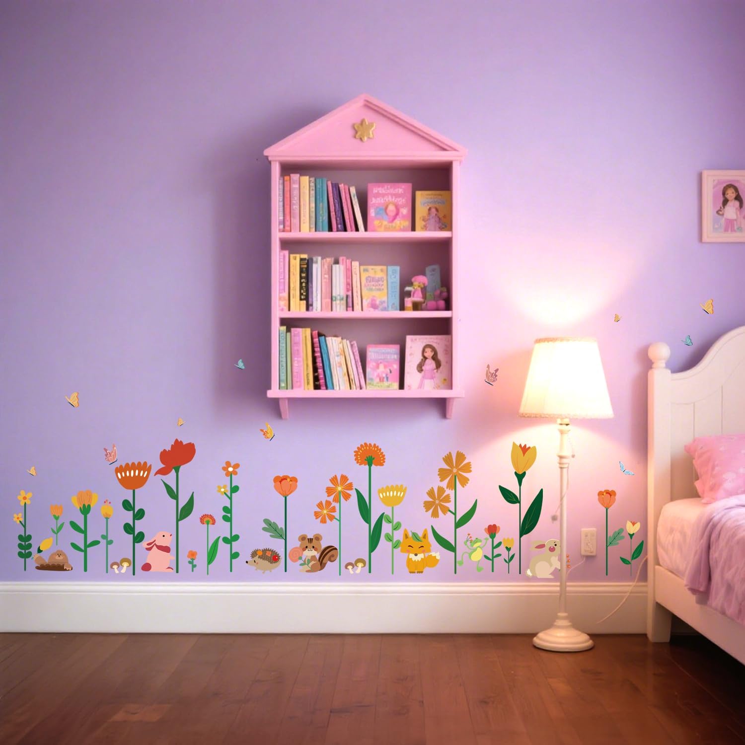 LOMILY Color Flowers Girls Room Wall Stickers Large,Girl Bedroom Wall Decals,Nursery Daycare Preschool Playroom Decals Peel and Stick Removable,Cute Wall Decors for Baby,Girls,Toddlers.