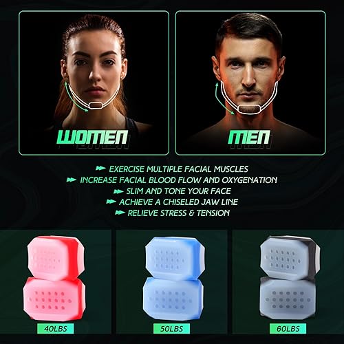 Miniatura 5 de Ejercitador de mandíbula para hombres y mujeres - Tabletas de silicona para ejercitar la mandíbula - Potente entrenador de mandíbula para usuarios