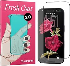 Astropad Fresh Coat 2.0 Screen Protector for iPhone 17, 18; iPhone 16 Pro | 2X stronger 9H alumina glass, 2X better anti reflection, zero haze, true colors, natural touch, case friendly fit